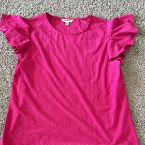 Counterparts Pink Blouse with Ruffle Sleeves